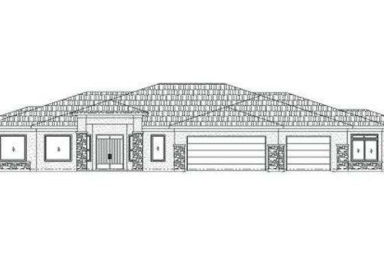 Exterior - Front Elevation for Adobe / Southwestern House Plan #24-251 - 5 bed, 3.5 bath
