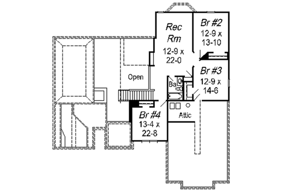 Floor Plan - Upper Floor for European House Plan #329-281 - 4 bed, 2.5 bath