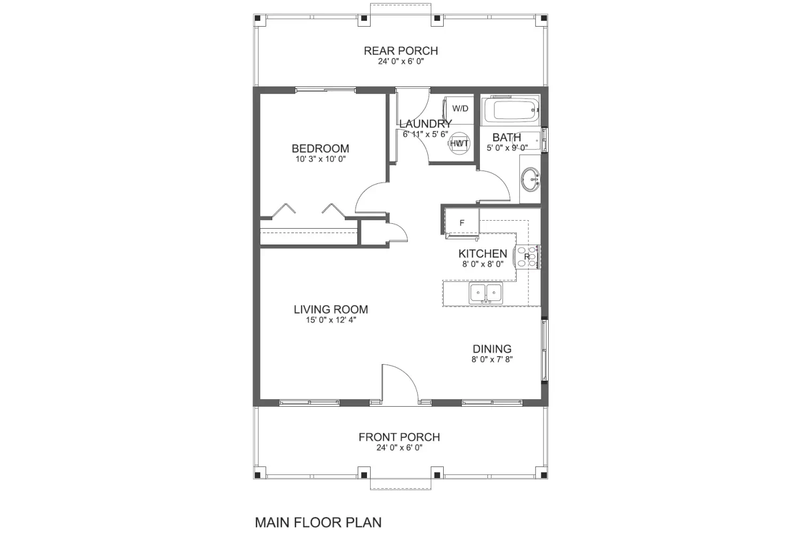 House Plan Design - Floor Plan - Main Floor for Cottage House Plan #126-281 - 1 bed, 1 bath