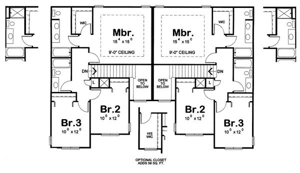 House Design - Traditional Floor Plan - Upper Floor Plan #20-2093