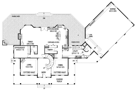 Floor Plan - Main Floor for Country House Plan #60-592 - 4 bed, 3.5 bath