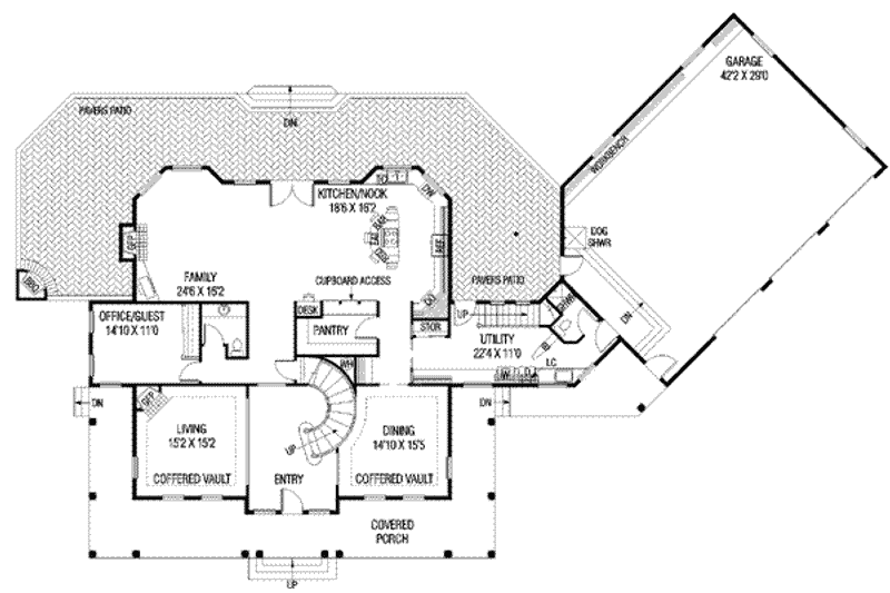 Home Plan - Floor Plan - Main Floor for Country House Plan #60-592 - 4 bed, 3.5 bath