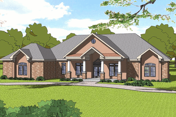 Exterior - Front Elevation for Southern House Plan #8-215 - 3 bed, 2.5 bath