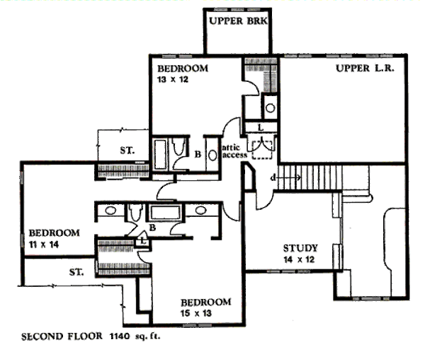 European Floor Plan - Upper Floor Plan #405-106