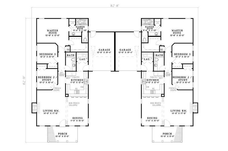 Architectural House Design - Floor Plan - Main Floor for Southern House Plan #17-1067 - 3 bed, 2 bath