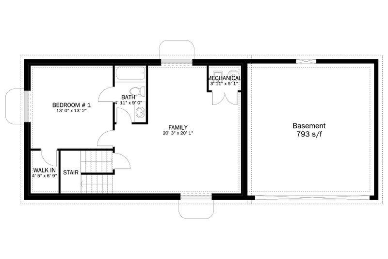 Home Plan - Floor Plan - Lower Floor for Farmhouse House Plan #1060-235 - 4 bed, 2 bath