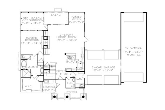 Floor Plan - Main Floor for Craftsman House Plan #54-447 - 3 bed, 3.5 bath