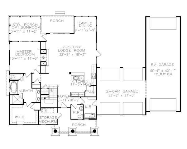 Craftsman Floor Plan - Main Floor Plan #54-447