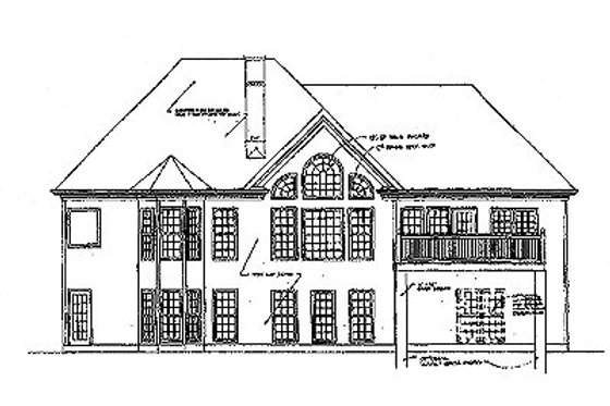 Exterior - Rear Elevation for Traditional House Plan #129-126 - 3 bed, 2.5 bath