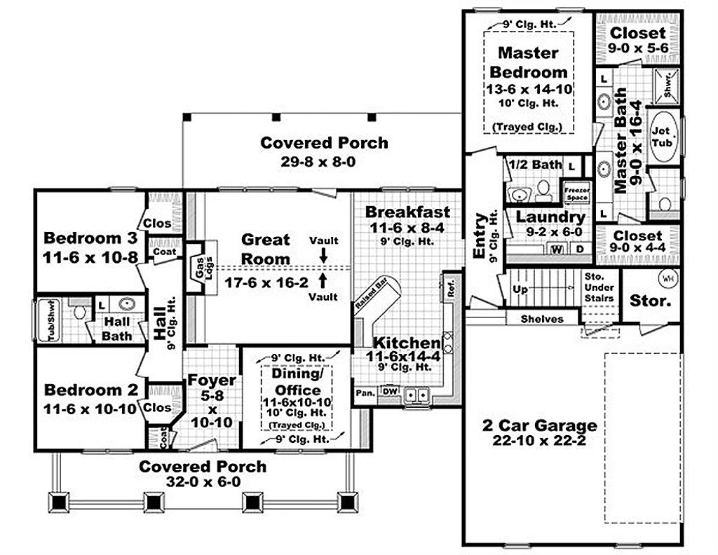 Craftsman Style House Plan 3 Beds 2.5 Baths 1900 Sq/Ft