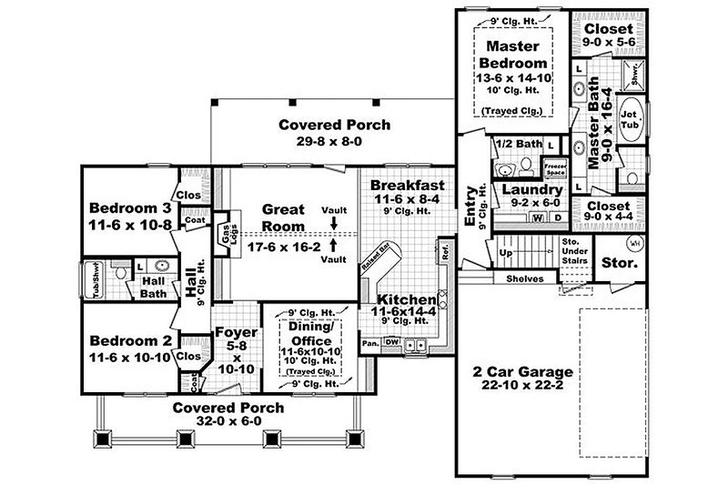 Home Plan - Floor Plan - Main Floor for Craftsman House Plan #21-289 - 3 bed, 2.5 bath