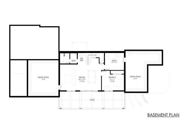 Architectural House Design - Ranch Floor Plan - Lower Floor Plan #1042-26