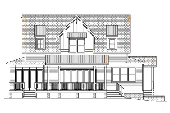 Exterior - Rear Elevation for Country House Plan #1080-13 - 3 bed, 2.5 bath