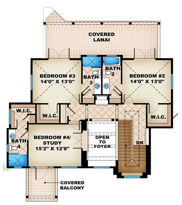 Beach Floor Plan - Upper Floor Plan #27-519
