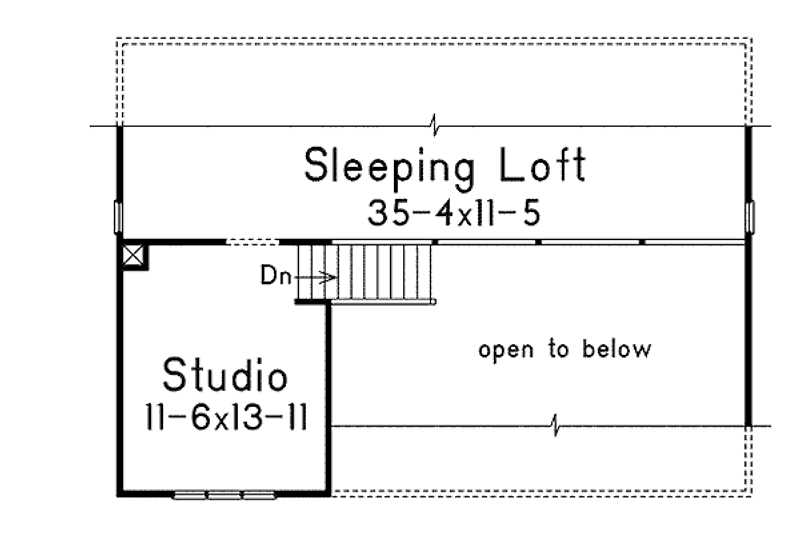Home Plan - Floor Plan - Upper Floor for Modern House Plan #57-497 - 2 bed, 1 bath