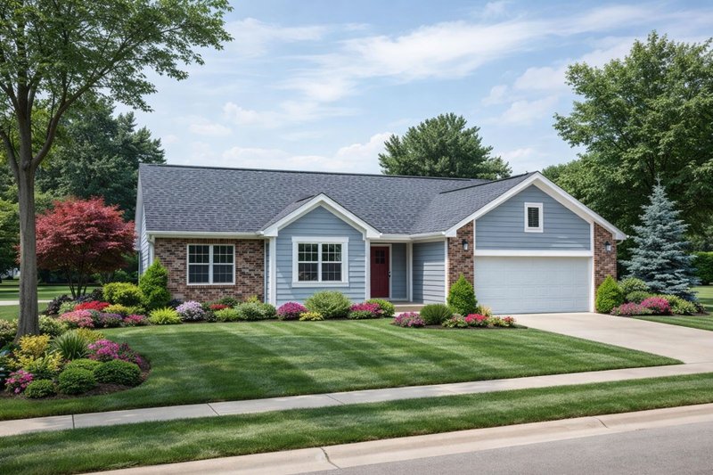 Exterior - Front Elevation 2 for Ranch House Plan #20-1766 - 3 bed, 2 bath