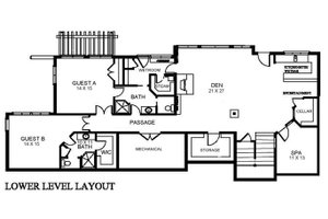 Floor Plan - Lower Floor for Traditional House Plan #921-5 - 4 bed, 5 bath