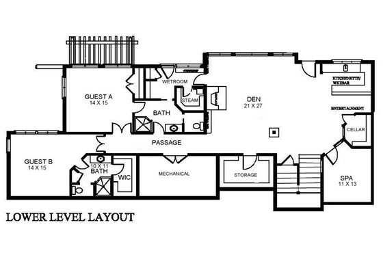 Floor Plan - Lower Floor for Traditional House Plan #921-5 - 4 bed, 5 bath