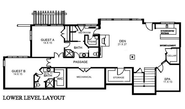 Traditional Floor Plan - Lower Floor Plan #921-5