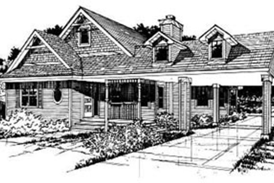 Exterior - Front Elevation for Country House Plan #50-228 - 3 bed, 2 bath