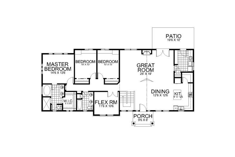 Architectural House Design - Floor Plan - Main Floor for Farmhouse House Plan #112-204 - 3 bed, 2 bath