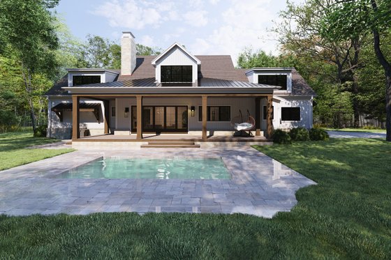 Exterior - Rear Elevation for Country House Plan #1094-20 - 3 bed, 4 bath