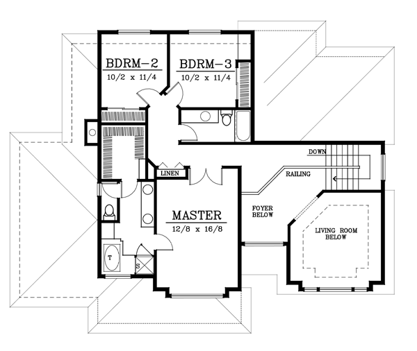 Traditional Floor Plan - Upper Floor Plan #100-415