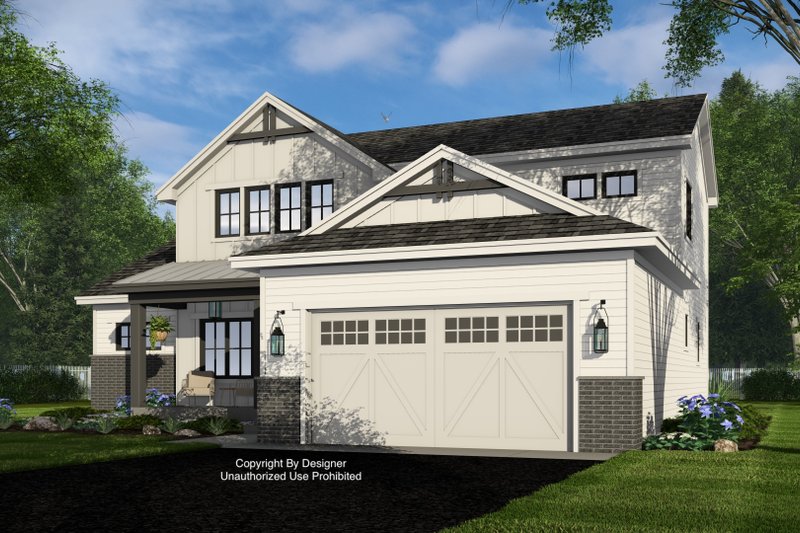 Architectural House Design - Exterior - Front Elevation 5 for Farmhouse House Plan #51-1383 - 4 bed, 3.5 bath