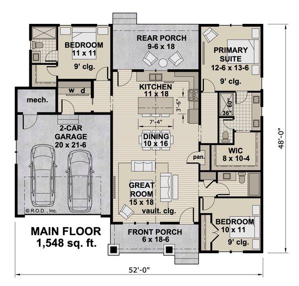 Dream House Plan - Bungalow Floor Plan - Main Floor Plan #51-1490