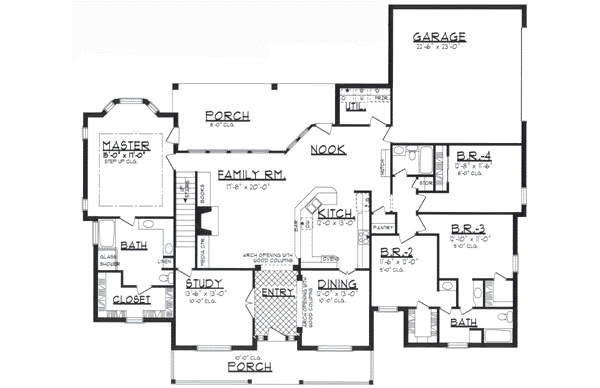 Traditional Floor Plan - Main Floor Plan #62-123