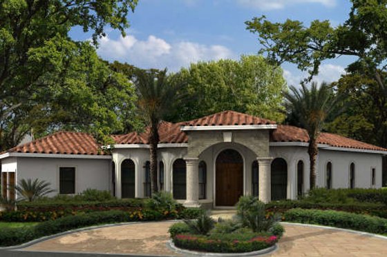 Exterior - Front Elevation for Mediterranean House Plan #420-272 - 3 bed, 2.5 bath