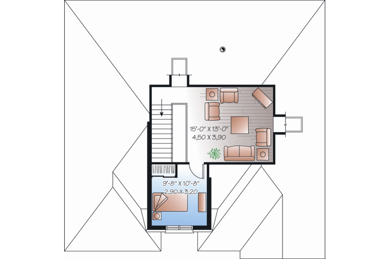 Home Plan - Floor Plan - Upper Floor for European House Plan #23-2244 - 3 bed, 1 bath
