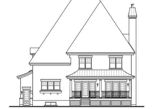 Exterior - Rear Elevation for European House Plan #23-657 - 4 bed, 3.5 bath