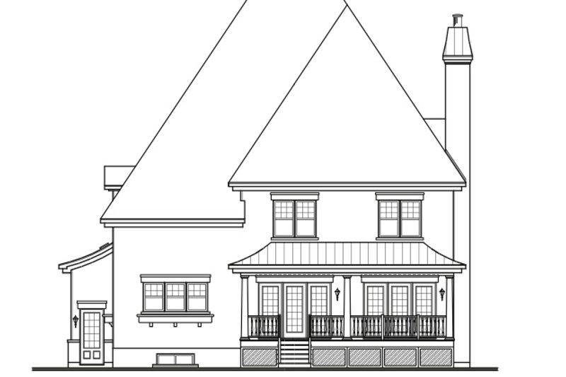 Home Plan - Exterior - Rear Elevation for European House Plan #23-657 - 4 bed, 3.5 bath