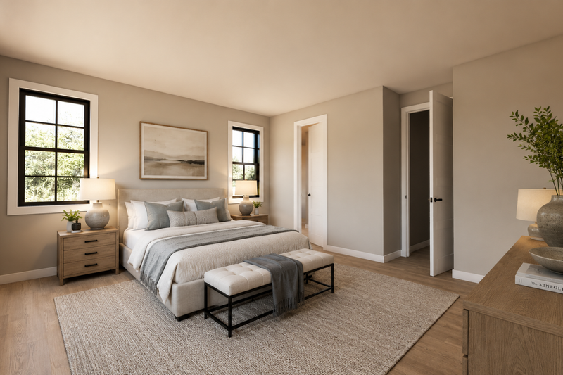 Architectural House Design - Interior - Master Bedroom 1 for Farmhouse House Plan #48-1226 - 2 bed, 2 bath