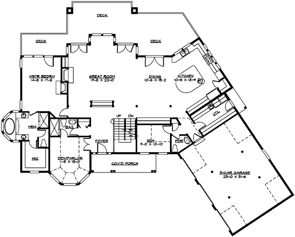 Craftsman Floor Plan - Main Floor Plan #132-184