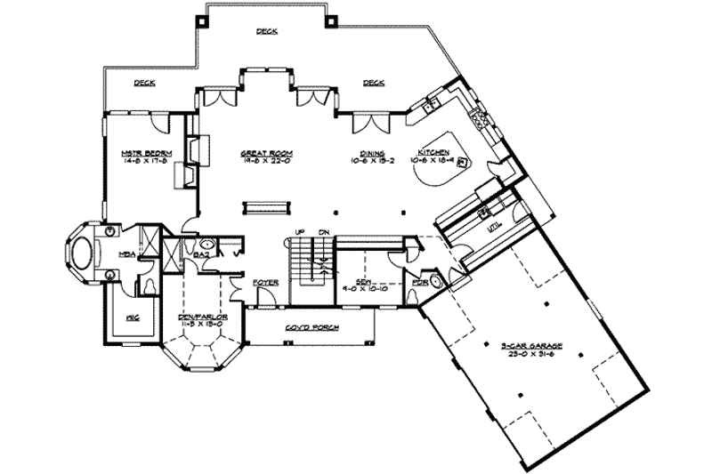 Dream House Plan - Floor Plan - Main Floor for Craftsman House Plan #132-184 - 4 bed, 4.5 bath