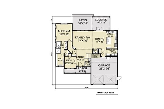 Floor Plan - Main Floor for Farmhouse House Plan #1070-70 - 3 bed, 2.5 bath