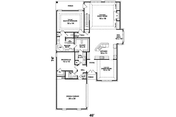 Floor Plan - Main Floor for Traditional House Plan #81-576 - 4 bed, 3 bath