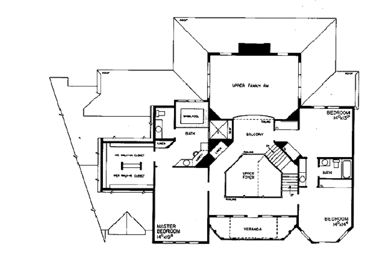 House Blueprint - Floor Plan - Upper Floor for Victorian House Plan #72-372 - 4 bed, 6 bath