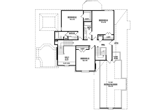 Floor Plan - Upper Floor for Traditional House Plan #81-575 - 4 bed, 3.5 bath