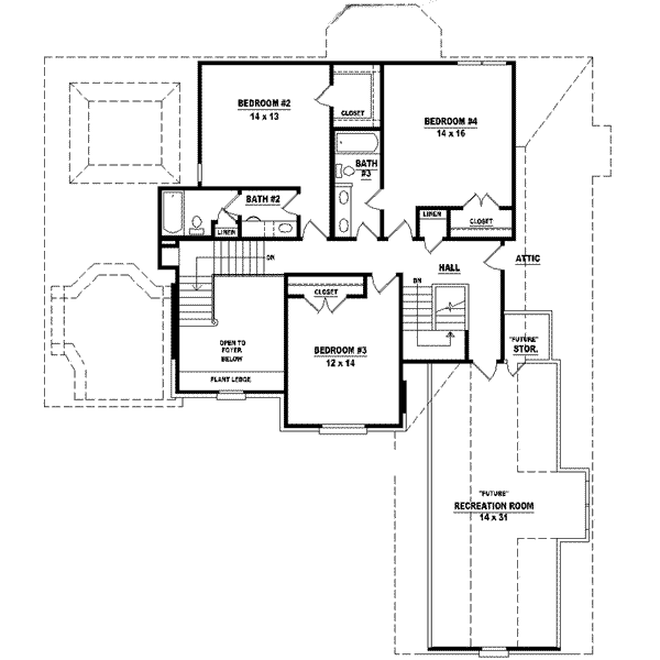 Traditional Floor Plan - Upper Floor Plan #81-575