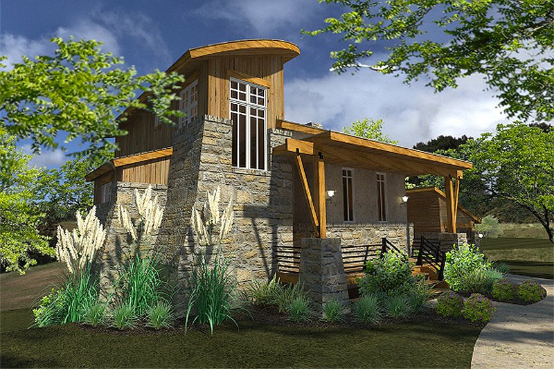 Dream House Plan - Exterior - Front Elevation 3 for Contemporary House Plan #120-190 - 2 bed, 2 bath