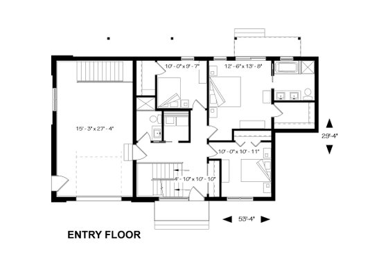 Bedroom Level Inverted Floorplan