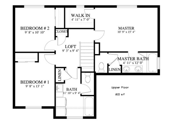 House Design - Traditional Floor Plan - Upper Floor Plan #1060-4