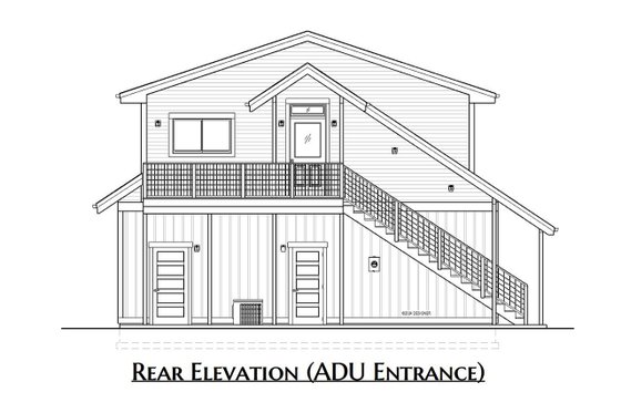 Exterior - Rear Elevation 1 for Farmhouse House Plan #1099-2 - 1 bed, 1 bath