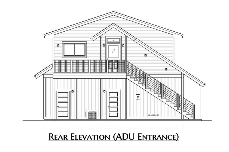 Home Plan - Exterior - Rear Elevation 1 for Farmhouse House Plan #1099-2 - 1 bed, 1 bath