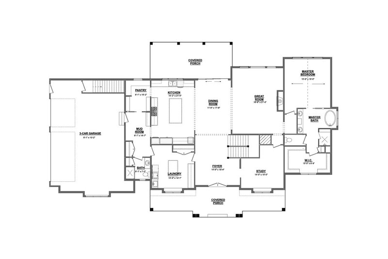 Dream House Plan - Floor Plan - Main Floor for Farmhouse House Plan #1089-3 - 4 bed, 4 bath