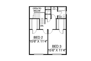 Floor Plan - Upper Floor for Bungalow House Plan #60-368 - 3 bed, 2.5 bath