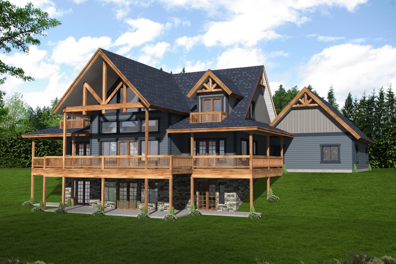 House Blueprint - Cabin Exterior - Rear Elevation Plan #117-784
